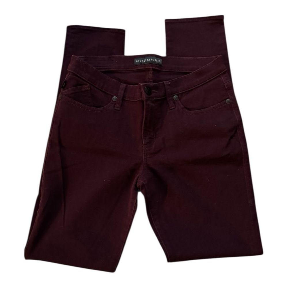 Rock & Republic Women's Skinny Jeans - Dark Burgundy - Picture 4 of 5
